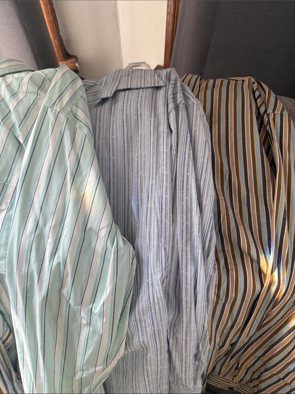 GAP Men's Striped Button-Up Shirt - Light Blue/Gray/Cream Options
